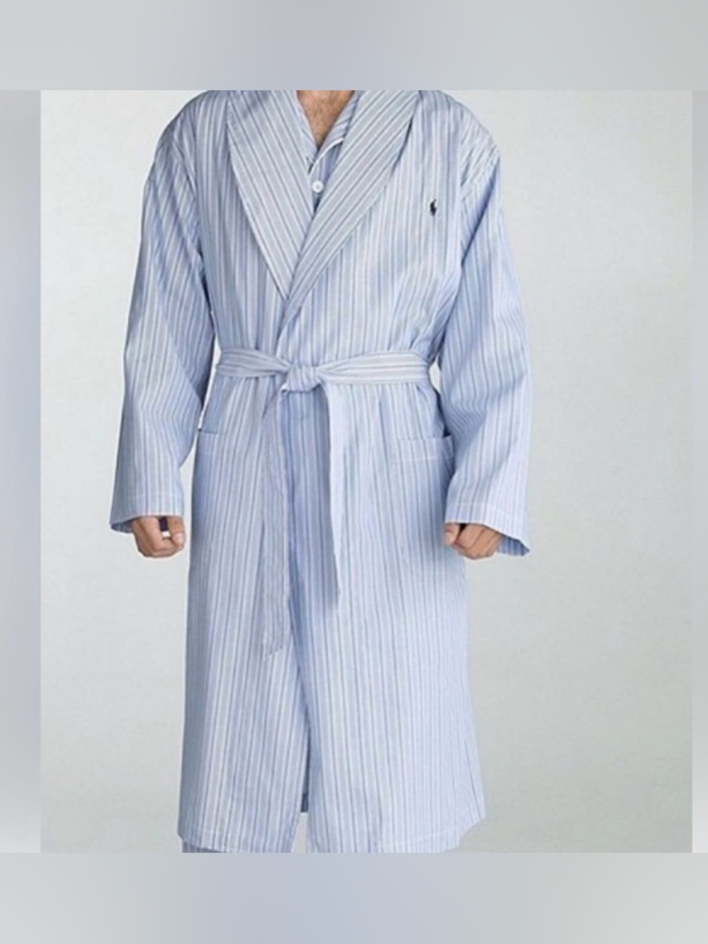 Polo Ralph Lauren Mens 100% Cotton Striped Lightweight Robe Pockets Size Medium